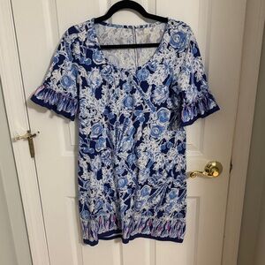 Lilly Pulitzer Floral Blue and White Women's dress